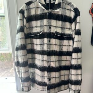 Black & White Plaid Wool-Blend Shacket